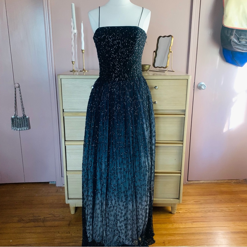 Cache Black Ombre Beaded Prom Dress - image 1